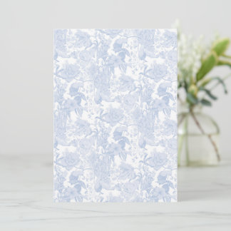 Victorian Floral Toile in Wedgewood Blue on White Invitation
