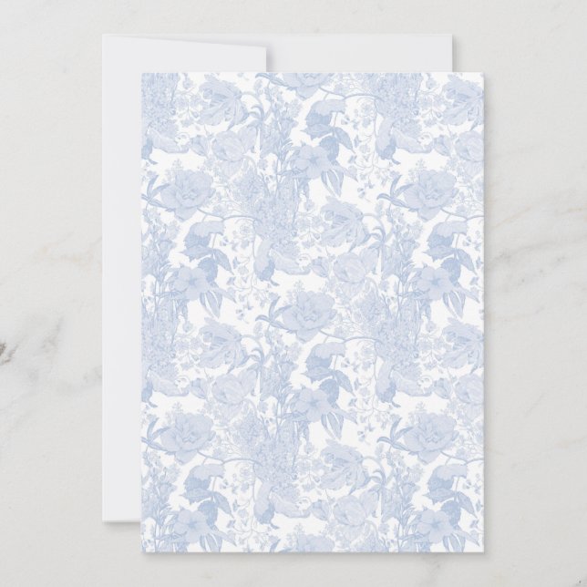 Victorian Floral Toile in Wedgewood Blue Save The Date (Front)
