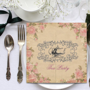 victorian floral vintage bridal shower tea party invitation