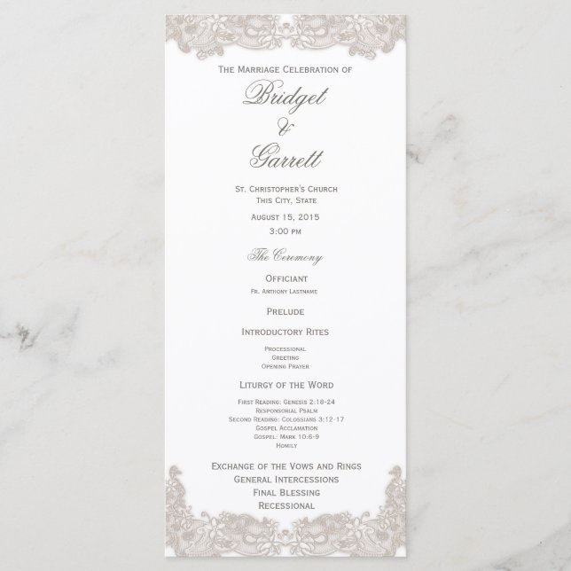 Victorian Floral Wedding Program (Front)