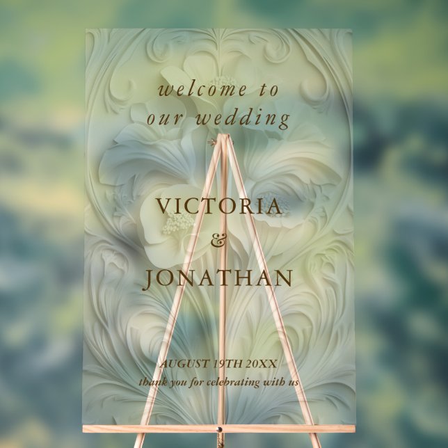Victorian Floral Wedding Welcome Sign (Neutral)
