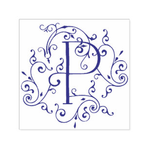 Victorian Flourish Letter P Monogram Self-inking S Stamp