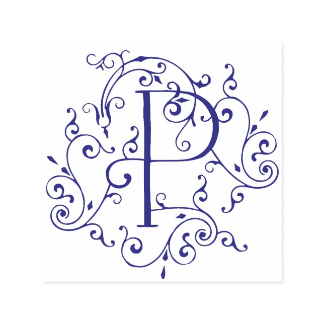Victorian Flourish Letter P Monogram Self-inking S Stamp (Design)