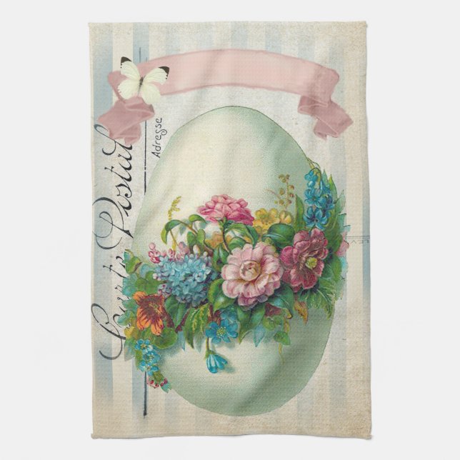 Victorian Flower Easter Egg Kitchen Towel (Vertical)