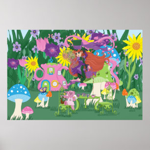 Victorian Flower Fairy and Angel Bear Tea Party Poster