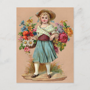 Victorian flower girl postcard