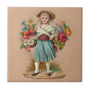 Victorian flower girl tile