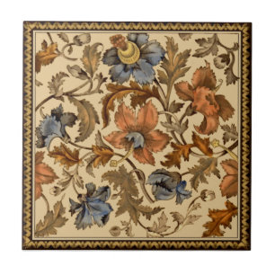 Victorian Flower Strewn Transferware 1880s Repro Tile