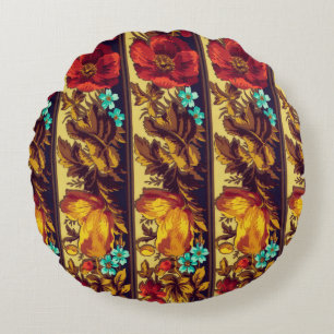 Victorian flower vintage floral pattern elegant round pillow