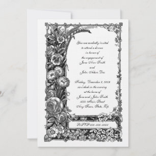 Victorian Flowers Engagement Dinner Invitation