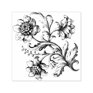 Victorian Flowers Self-inking Stamp