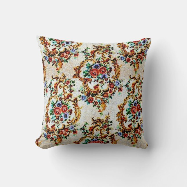 Victorian Flowers Throw Pillow (Front)