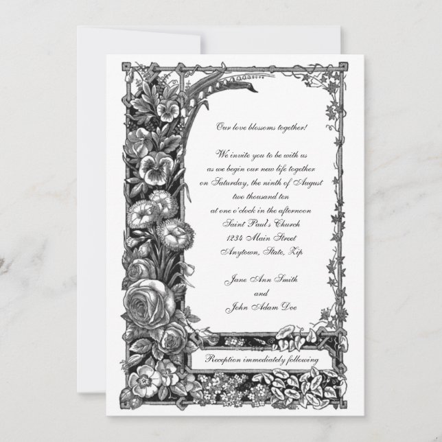 Victorian Flowers Wedding Invitation (Front)