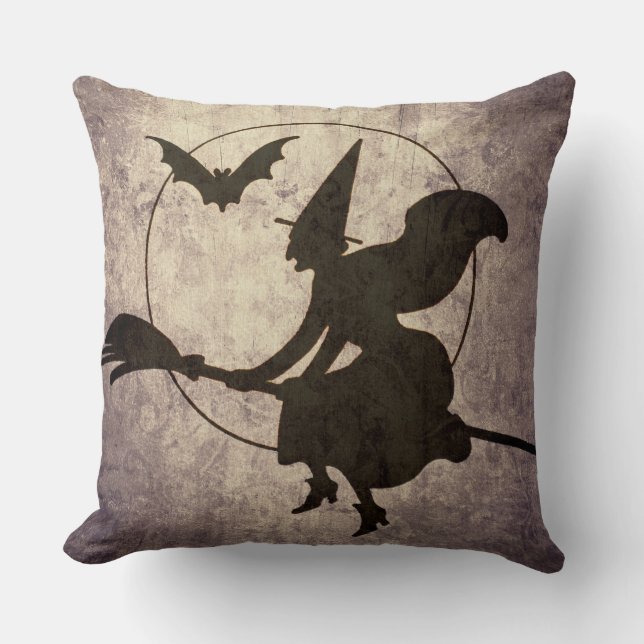 Victorian Flying Witch Pillow (Front)