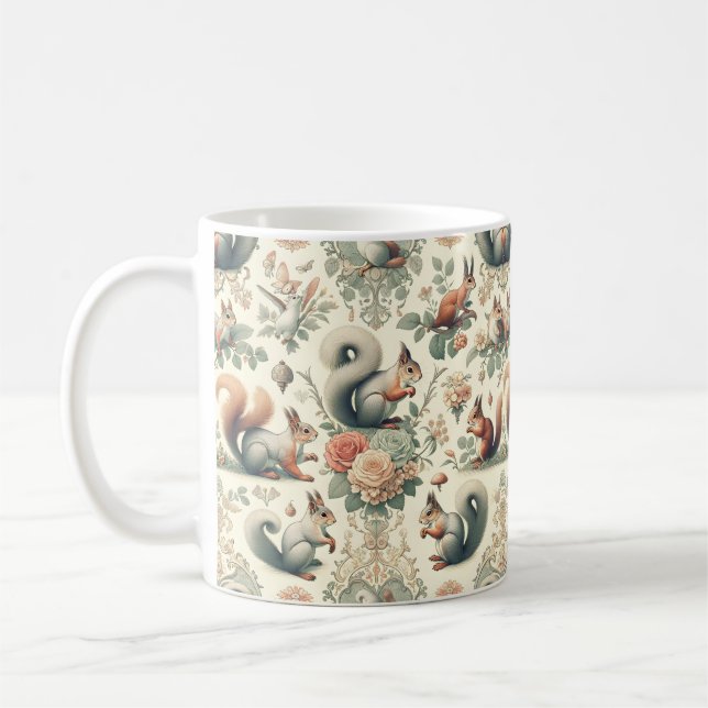 Victorian Forest Squirrel Tapestry  Coffee Mug (Left)