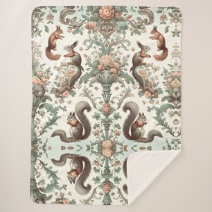 Victorian Forest Squirrel Tapestry  Sherpa Blanket