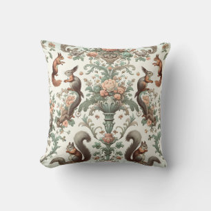 Victorian Forest Squirrel Tapestry  Throw Pillow