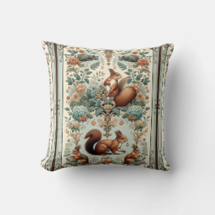 Victorian Forest Squirrel Tapestry  Throw Pillow
