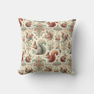 Victorian Forest Squirrel Tapestry Throw Pillow