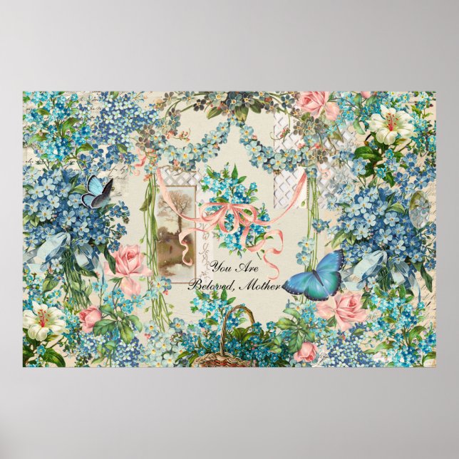 Victorian Forget-Me-Not Mother's Day Collage  Poster (Front)