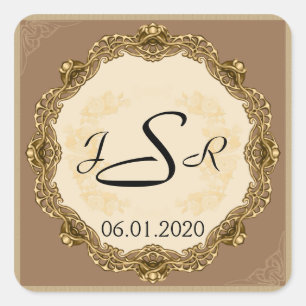Victorian Frame in Gold Monogram Sticker