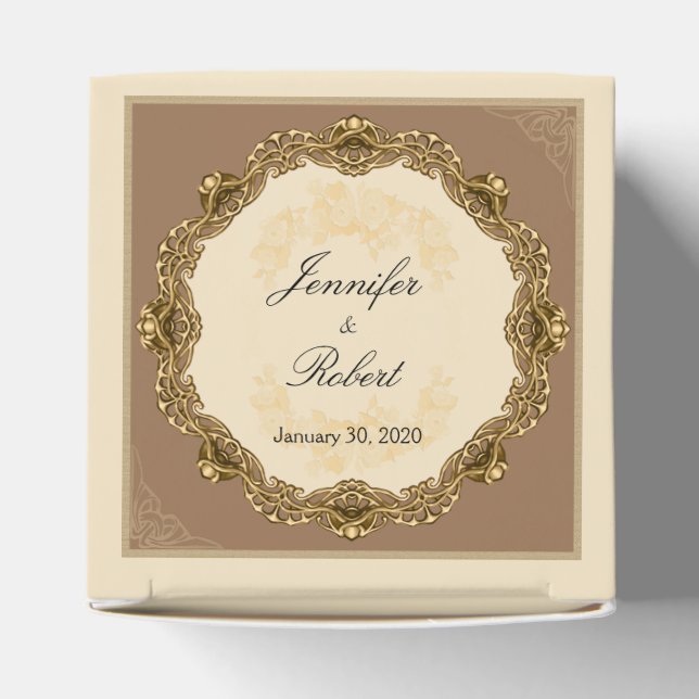 Victorian Frame in Gold Wedding Favor Box (Top)