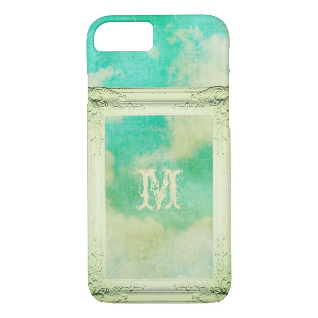 Victorian frame sky cloud painting elegant teal Case-Mate iPhone case (Back)