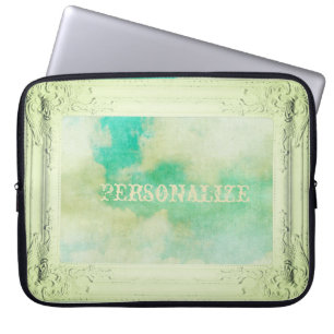 Victorian frame sky cloud painting elegant teal laptop sleeve