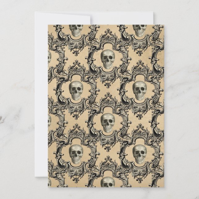 Victorian Framework Skulls Goth Skeleton Gothic Thank You Card (Front)