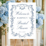 Victorian French Blue Bridal Shower Welcome Sign<br><div class="desc">Elegant French blue floral frame bridal shower welcome sign. For more advanced customization of this design,  please click the DESIGN TOOL BUTTON above!  Matching items are also available.</div>