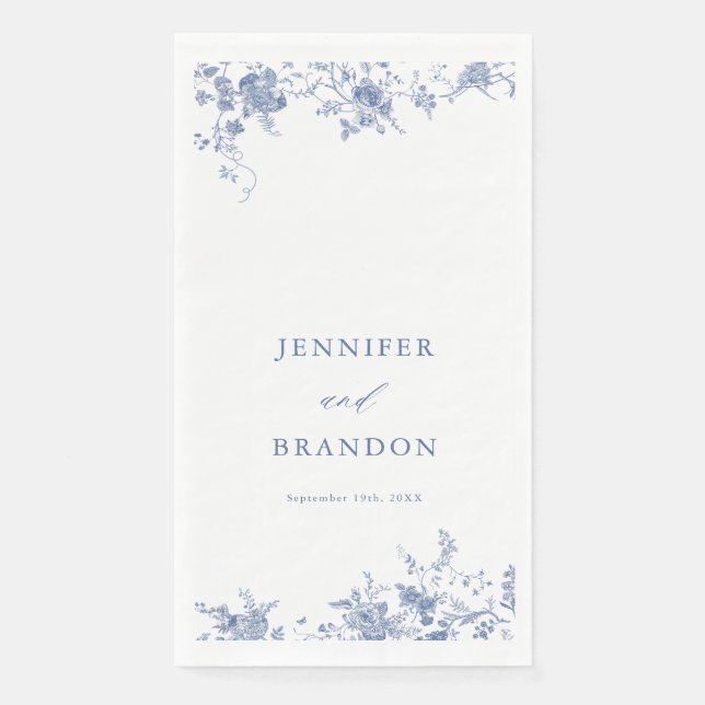 Victorian French Blue Classic Wedding Napkin (Front)