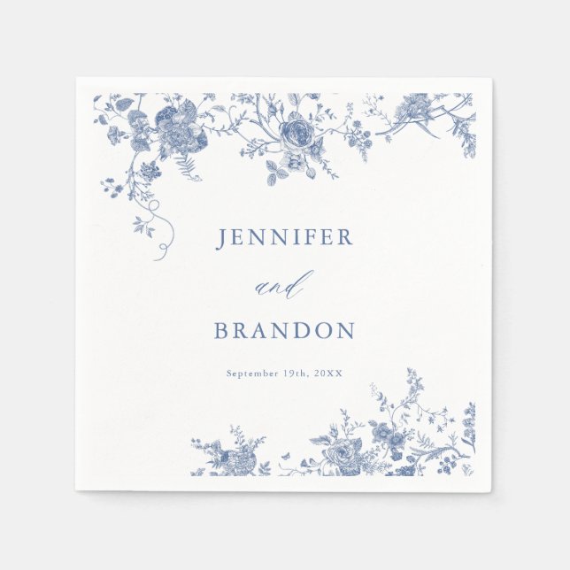 Victorian French Blue Classic Wedding Napkins (Front)