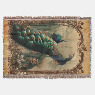 victorian french country modern vintage peacock throw blanket