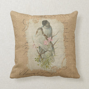 Victorian French Love Birds Love Song Throw Pillow