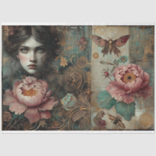 Victorian French Peony Rose Ephemera Decoupage Tissue Paper