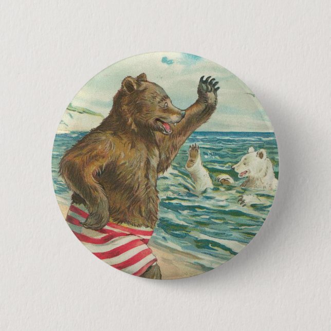 Victorian Funny Bears Button (Front)