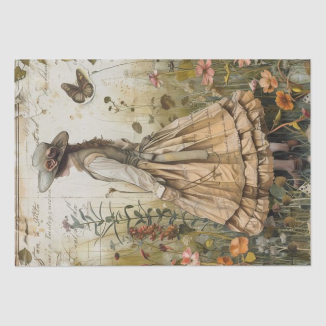 Victorian Garden Girl Tissue Paper (Front)