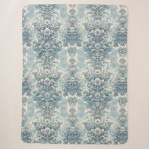 Victorian Garden in Blue Vintage Floral Baroque Sherpa Blanket