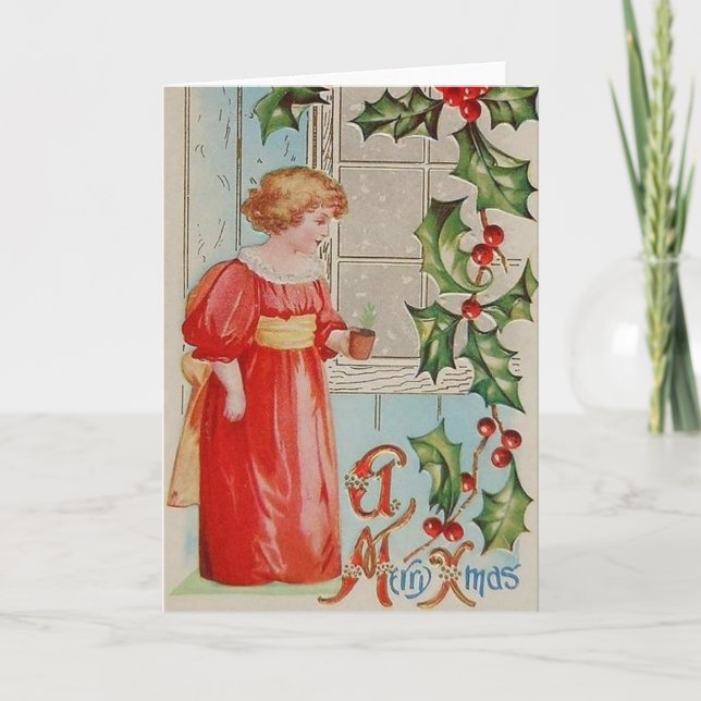 Victorian Gardener Christmas Greeting Card (Front)