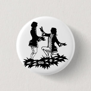 Victorian Gay Man proposing to Lover silhouette  1 Inch Round Button