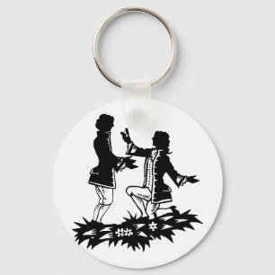 Victorian Gay Man proposing to Lover silhouette Keychain