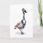 Victorian Gentleman Goose in a Top Hat Card<br><div class="desc">Watercolor Art of steampunk Victorian Canada Goose in a top hat. Happy Spring everyone! Great gift for him!</div>