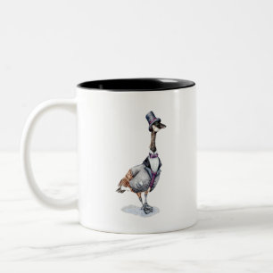 Victorian Gentleman Goose in a Top Hat Two-Tone Coffee Mug