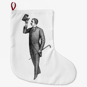 Victorian Gentleman Selfie Large Christmas Stocking