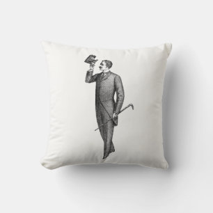 Victorian Gentleman Selfie Throw Pillow