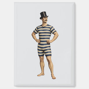 Victorian Gentleman Swimmer Striped Bathing Suit Magnet