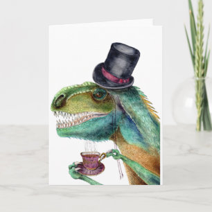 Victorian Gentleman Tyrannosaurus Rex Holiday Card