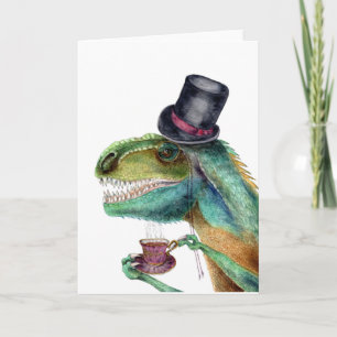 Victorian Gentleman Tyrannosaurus Rex Holiday Card