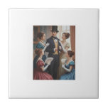 Victorian gentleman with ladies tile<br><div class="desc">Elegant oil painting of a victorian group on ceramic</div>