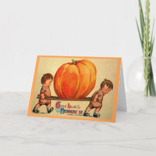 Victorian Giant Pumpkin Halloween Greeting Card